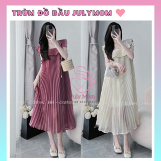 Đầm babydoll dáng dài bigsize đi dự tiệc xinh xắn thiết kế dập ly phối tay cánh tiên vải voan cao cấp JULYMOM SK1