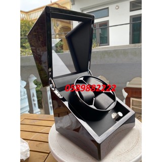  Hộp xoay đồng hồ cơ 3 xoay - Vỏ Gỗ Sơn Mài Đen Bóng - 4 chế độ xoay có đèn led - Mở lắp tự dừng 