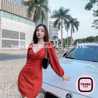 Đầm td phồng chéo ngực thiết kế cổ chữ v trẻ trung sang trọng - 3004