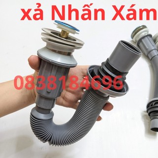 Bộ xả lavabo ruột gà nhấn màu xám đẹp. bộ xả ruột gà nhấn xám
