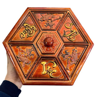 Khay Đựng Mứt Tết, Hộp Đựng Bánh Kẹo Tết Phúc Lộc Thọ Giả Vân Gỗ Bền Đẹp, Sang Trọng