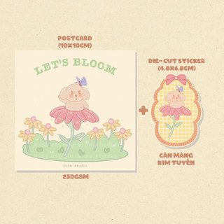 Bibe | Beechoo Let's Bloom Postcard & Die-cut Sticker | Hình Dán Trang Trí Sổ Planner, Bullet Journal