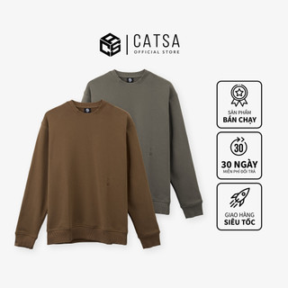 Áo sweater thêu chữ K hai màu nâu xám CATSA  form Regular 12ATL009