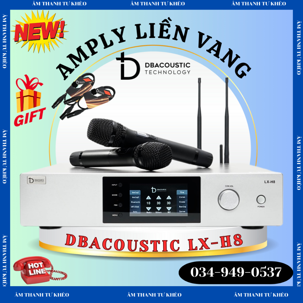 Amply Karaoke DBACOUSTIC LX-H8 3 IN 1 - Tặng Kèm Dây Canon Cao Cấp