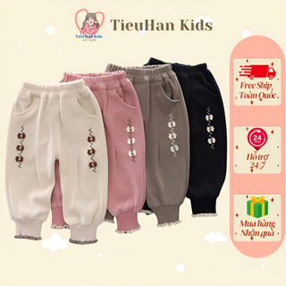 QD01 Quần Jogger Nhung Tăm Cho Bé Gái 7-24Kg, Dễ Phối Đồ, Giữ Ấm Tốt Cho Bé