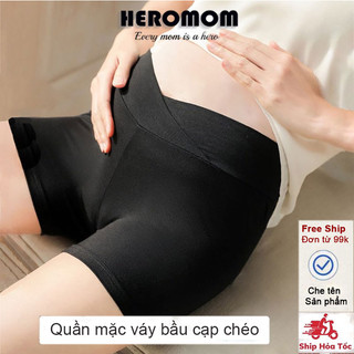 Quần đùi bầu mặc trong váy Cotton cạp chéo không ren đồ lót chip bà bầu 5768 HEROMOM