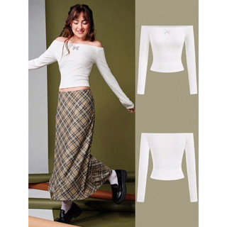 Áo trễ vai nơ đính đá trendy basic dễ phối holiday cho nữ (có Bigsize)💗