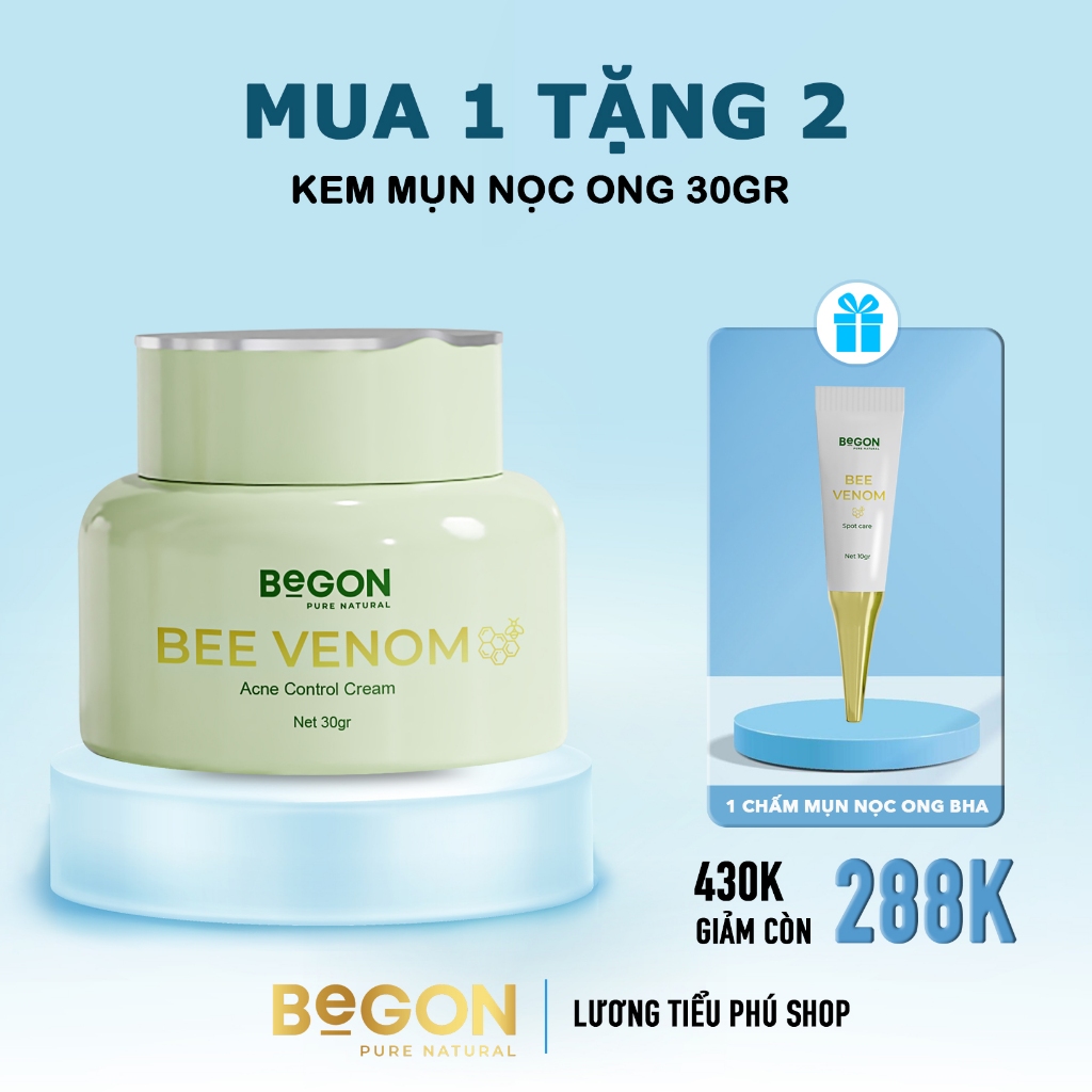 Combo [ Kem Mụn Nọc Ong 30g +Tặng Chấm Mụn BHA 2% 10g], Hỗ Trợ Giảm Mụn, Dầu Nhờn Và Thâm Sau Mụn | 