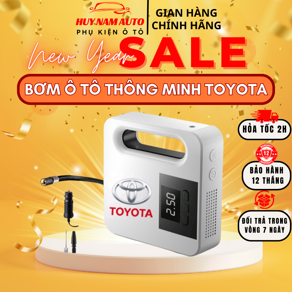 Bơm Lốp Điện Cho Ô Tô Chính Hãng Toyota 12V - Bơm Tự Ngắt - Lỗi Đổi Mới - Bảo Hành 12 Tháng