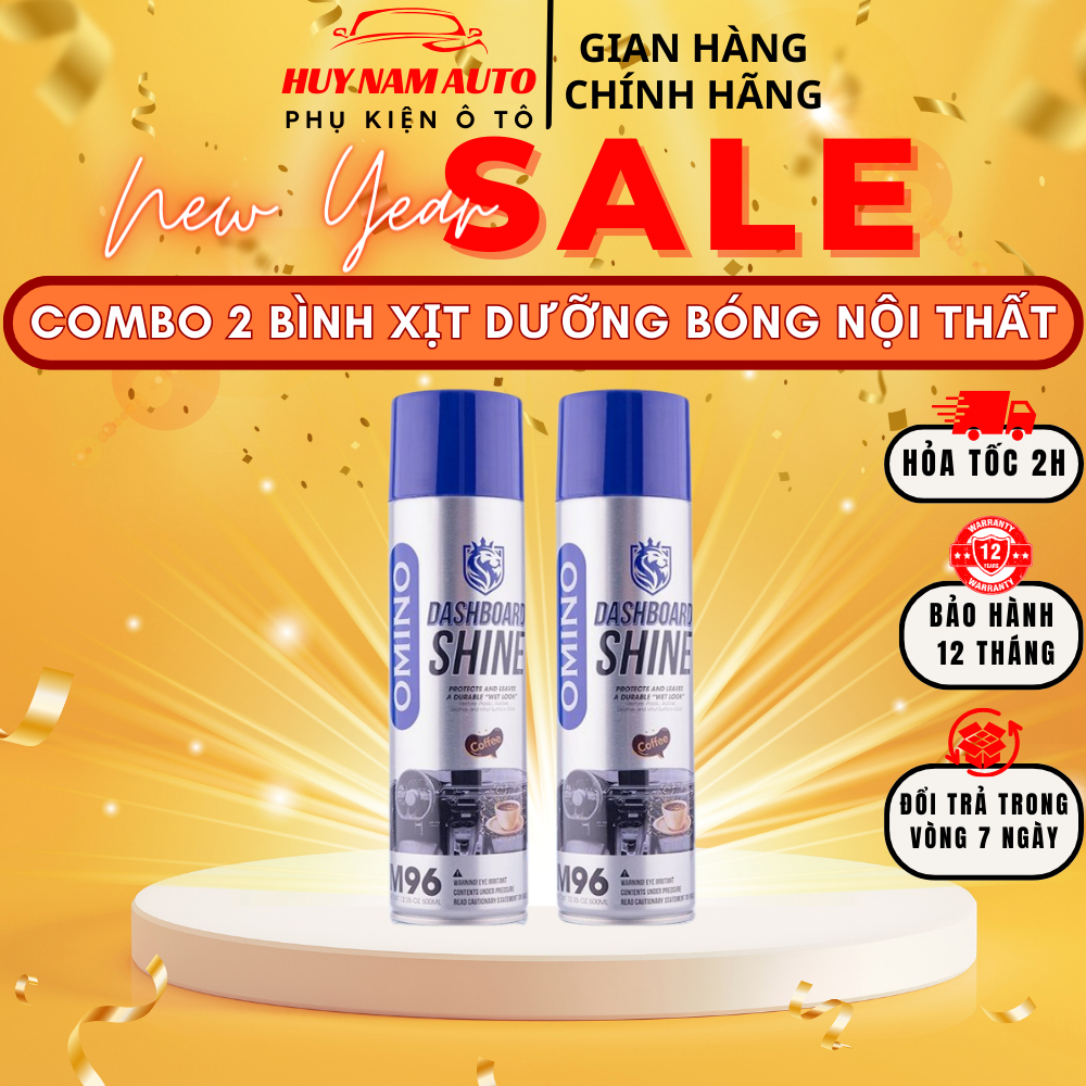 Combo 2 Bình Xịt Dưỡng Bóng Nội Thất, Ghế Da Ô Tô Hương Cafe OMINO M96 500ml - Chính Hãng Omino Viet