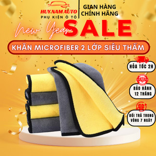 KHĂN MICROFIBER 2 LỚP LAU XE Ô TÔ -HUY NAM AUTO- KHĂN LAU Ô TÔ,NHÀ CỬA CHUYÊN DỤNG SIÊU SẠCH, SIÊU THẤM HÚT NƯỚC