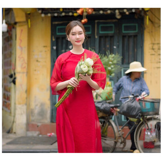 Áo dài dáng xuông tay lửng có Bigsize trẻ trung hiện đại 4November