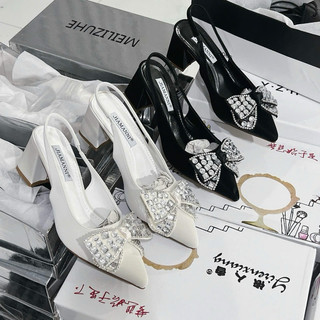 Sandal mũi vuông khoá đá C cao cấp gót vuông 6p