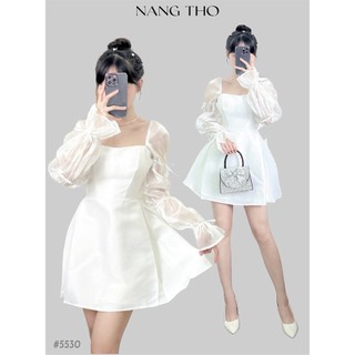 Đầm váy đỏ xoè tay voan dài 5530