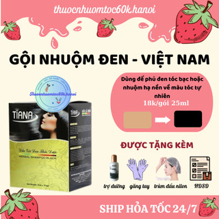 Dầu gội đen tóc phủ tóc bạc thảo dược Tiana dạng gói 25ml, gội là đen