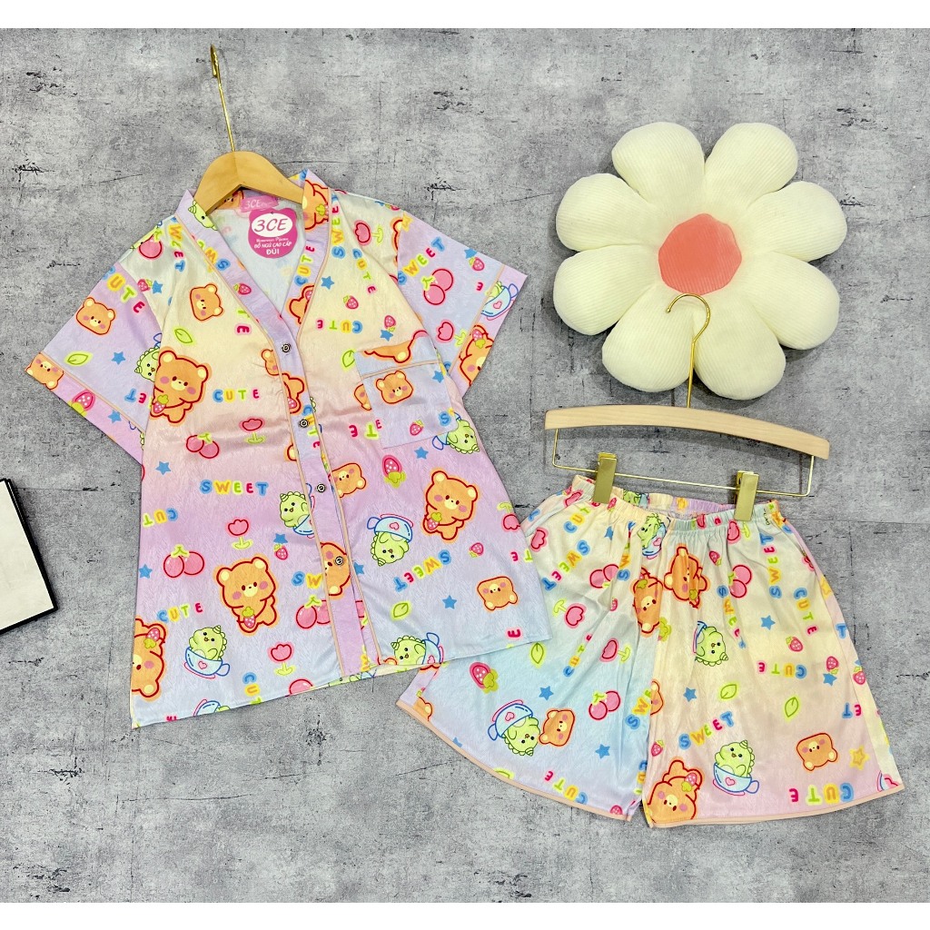 Đồ Ngủ Pijama Lụa Xước Ánh Kim Tay Cộc Siêu Xinh, Đùi Cộc Mềm Mịn, Độc Lạ Khó Tìm, Sanh Chảnh Hàn Quốc