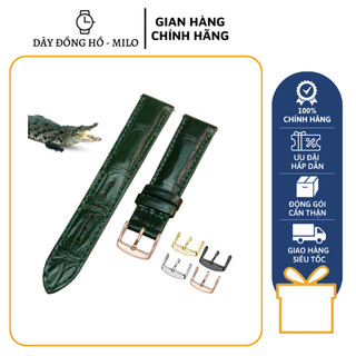 Dây đồng hồ da cá sấu thật cao cấp khóa cài nhiều size 6,8,10,12,13,14,15,16,17,18,19,20,21,22,24,26,28,30mm