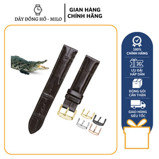 Dây đồng hồ thông minh da cá sấu nâu đất cao cấp khóa cài size 6,8,10,12,13,14,15,16,17,18,19,20,21,22,24,26,28,30mm