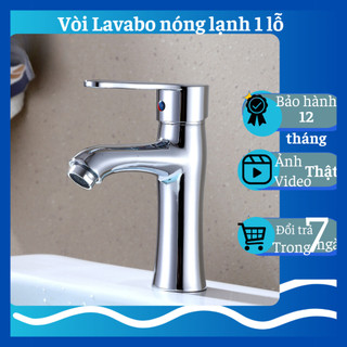 Vòi lavabo nóng lạnh 1 lỗ, vòi chậu rửa mặt nóng lạnh lỗ kim, vòi chậu nóng lạnh thân đồng, lavabo nóng lạnh hợp kim