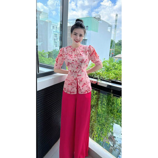 BỘ BÀ BA NỮ TAY BÚP NÚT NGỌC VẢI LỤA MANGO