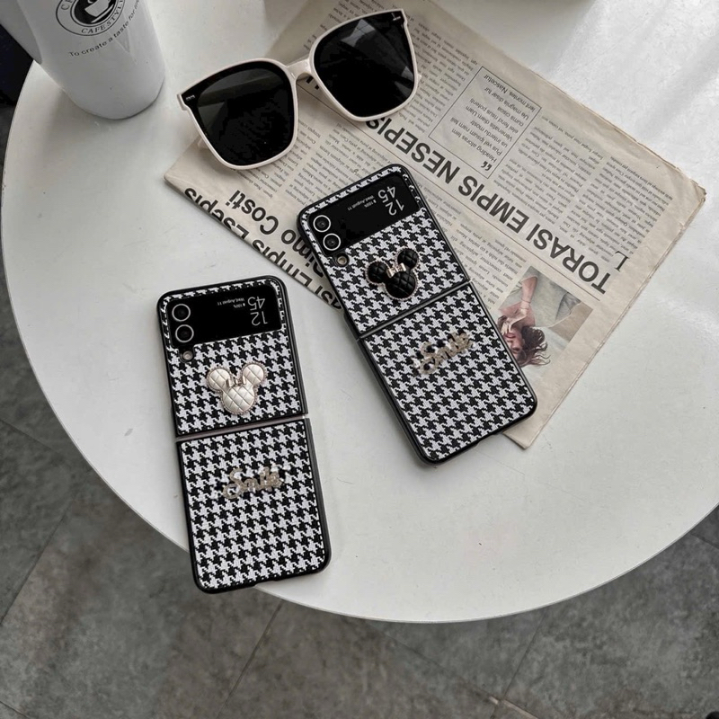 Case kẻ sọc gắn mickey đá smile ✔️ zlip 3.4.5 / zfold 4.5