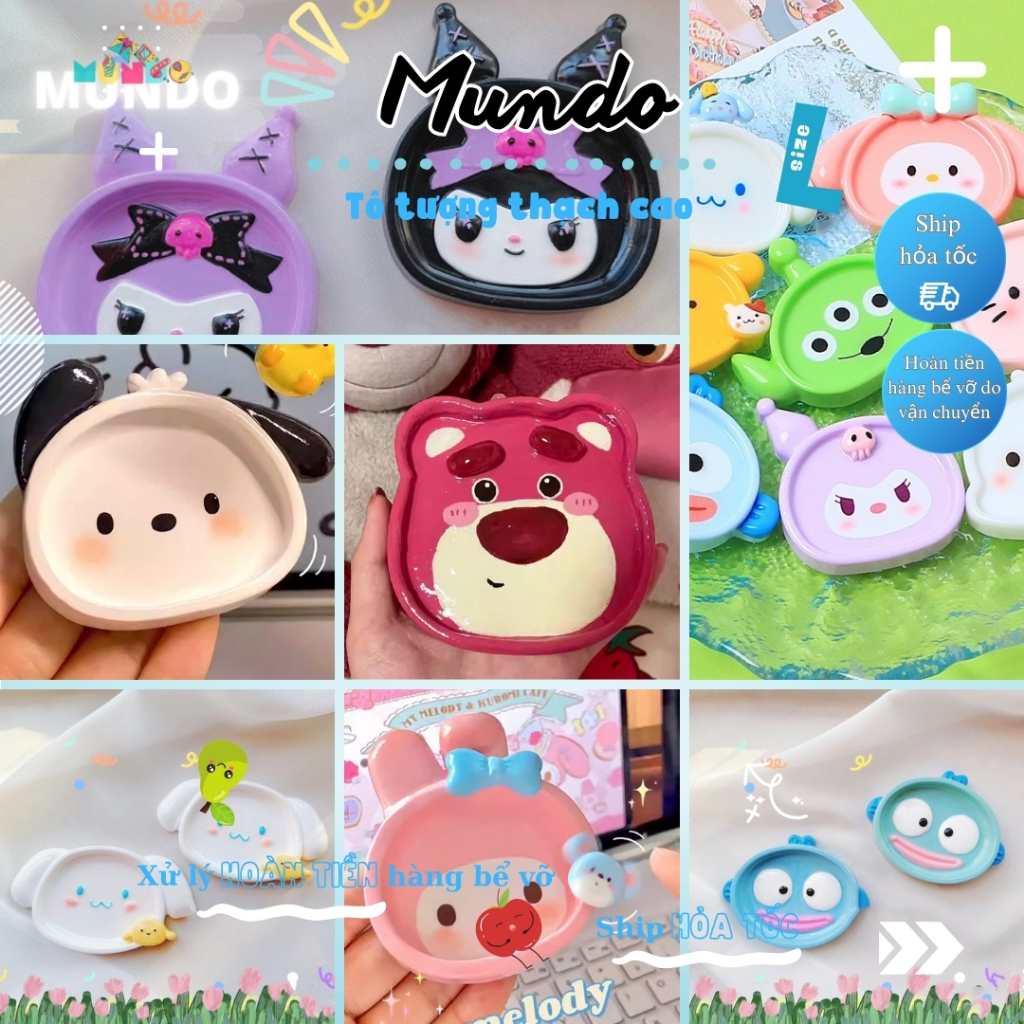 Tô Tượng Thạch Cao Dĩa 2D SIZE L,Tượng Thạch Cao Khay Gấu Dâu MUNDO