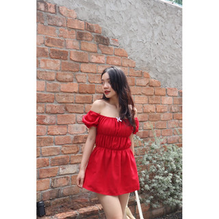 (Morningdudu) Đầm nhún nơ 2 tầng- Ina Dress