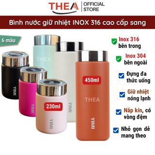 Bình nước giữ nhiệt inox mini cao cấp, cốc giữ nhiệt nóng lạnh coffee inox 316 dung tích 230-450ml đựng đa đồ uống -THEA