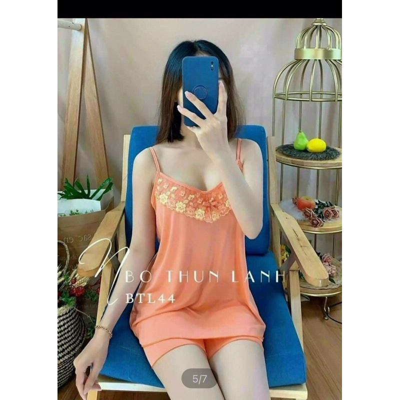 [45-75kg] Bộ đùi thun lạnh 2 dây phối ren