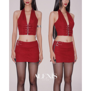 Alexis - doja red set - set croptop & chân váy đỏ đô ngắn