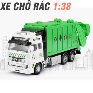 Xe ô tô chở rác đồ chơi trẻ em mô hình tỉ lệ 1:38 bằng hợp kim và nhựa