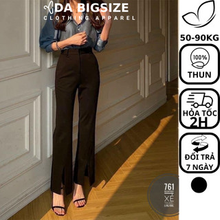 Dabigsize - Quần Nữ Bigsize Kiểu Đi Chơi Sang Chảnh Thiết Kế Xẻ Trước Cạp Cao Chất Thun Dành Cho Người Mập 50-90kg