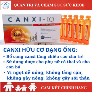 Canxi hữu cơ d3 k2 mk7 cho bé bà bầu phụ nữ người lớn CANXI-IQ dạng siro 20 ống 10ml HCM PHARMA BPC02
