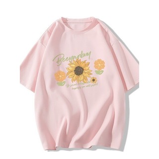 Áo thun nữ in hình Hoa ALICE, Áo thun cotton nữ dáng rộng trẻ trung
