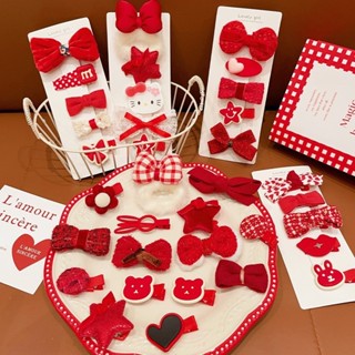  Set 5 cái kẹp tóc màu đỏ tết noel dễ thương cho bé  - Selenshop 