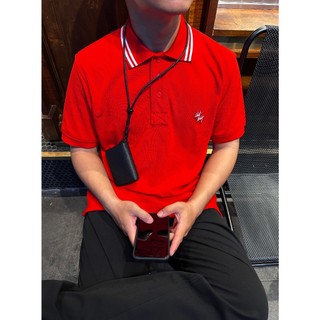 POLO CỔ SỌC SS trắng, đỏ - ÁO POLO basic vải dày CHUỘT TRẮNG