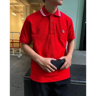 POLO CỔ SỌC SS trắng, đỏ - ÁO POLO basic vải dày CHUỘT TRẮNG