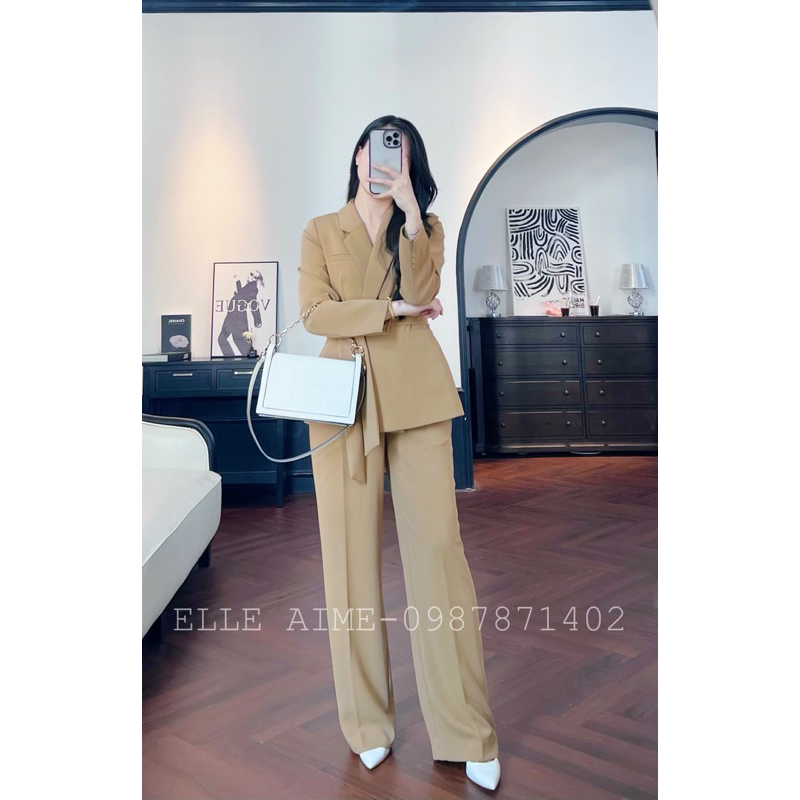 Set suit, vest thắt đai hàng thiết kế