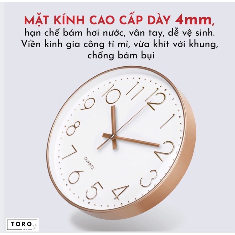 Đồng hồ treo tường kim trôi Quartz cao cấp không ồn, treo phòng khách phòng ngủ( Tặng pin và đinh, 20cm/30cm/35cm) | BigBuy360 - bigbuy360.vn