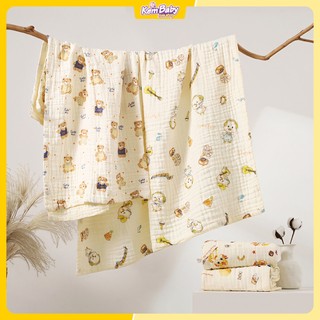 Khăn tắm cho bé 6 lớp loại to, size 105cm x 105cm, vải xô nhăn cao cấp, dùng làm khăn quấn, khăn tắm cho bé sơ sinh