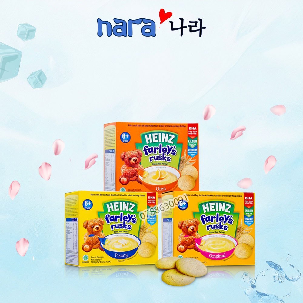 Bánh quy ăn dặm Heinz Farley's Rusks cho bé 6m+ 120g (12 chiếc)