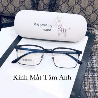 Gọng kính cận dáng vuông kim loại Hàn Quốc, phù hợp cả nam và  nữ, cắt cận loạn theo yêu cầu