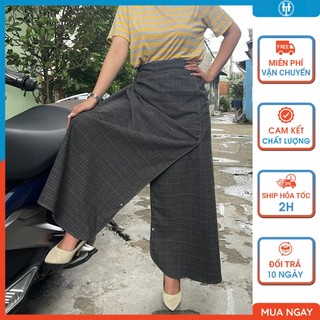 Váy chống nắng xẻ tà vải kaki mềm mại có túi và nút bấm chân KHT44 H&T FASHION