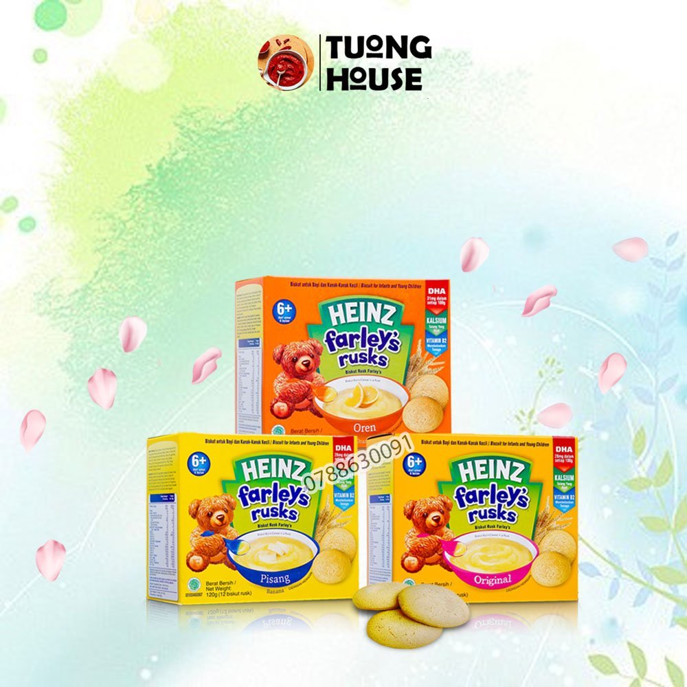 Bánh ăn dặm Heinz Farley's Rusks cho bé trên 6 tháng 120g (12 chiếc)