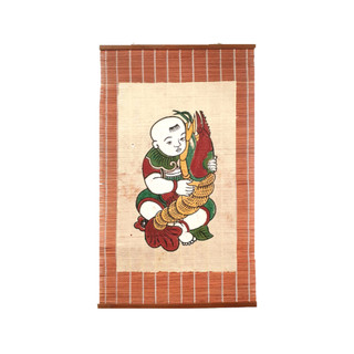 Tranh Đông Hồ Bé ôm tôm - Little Girl Holding Shrimp - Dong Ho folk woodcut painting