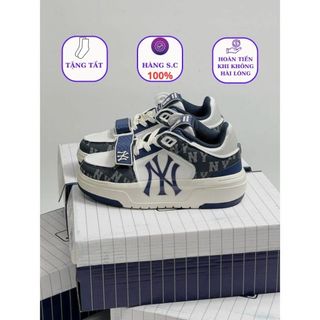 Giày thể thao mlb chunky ny xanh, đế cao 5cm, giày sneaker ny xanh navy full box