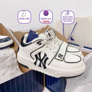 Giày thể thao mlb chunky liner mid basic new york yankees, giày sneaker mlb ny cao cổ quai dán full size 36-43