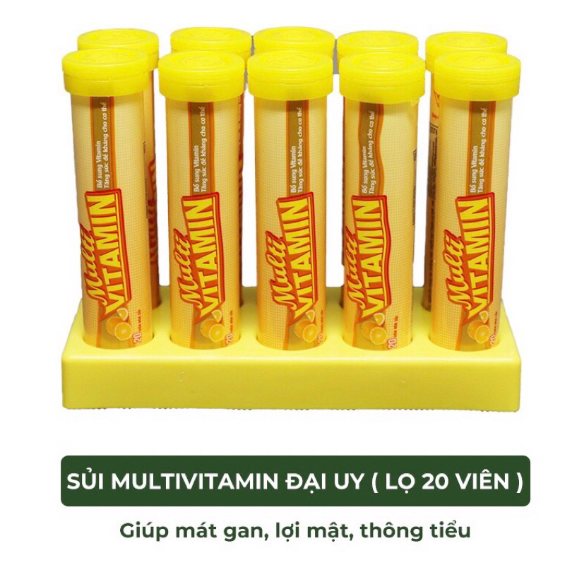 Viên Sủi MultiVitamin - Vitamin Tổng Hợp, Vitamin C, Tăng Sức Đề Kháng, Giải Nhiệt (Tuýp 20 Viên) [Chính Hãng]