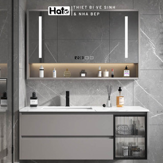 Bộ tủ chậu lavabo phòng tắm chất liệu nhựa pvc cao cấp, bộ tủ gương thông minh, thiết kế hiện đại, chống thấm, chống ẩm