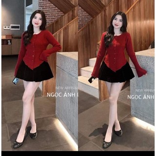  áo kiểu tiểu thư tay bèo dài phối nút vạt nhọn bigsize 40-120kg 